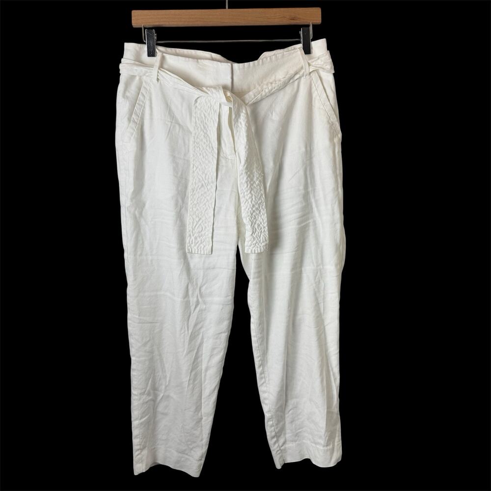 Limited White Linen Blend Dress Pants Womens Size 6 Preppy Minimalist Coastal